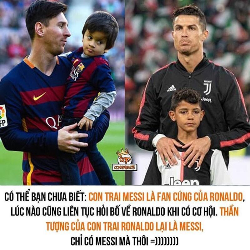 Mateo Messi trong khoảnh khắc vui vẻ với áo đấu của Ronaldo